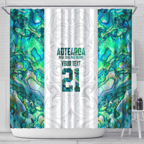Custom New Zealand Aotearoa Shower Curtain Green Maori Paua Shell Indigenous - Aussie Hoodie