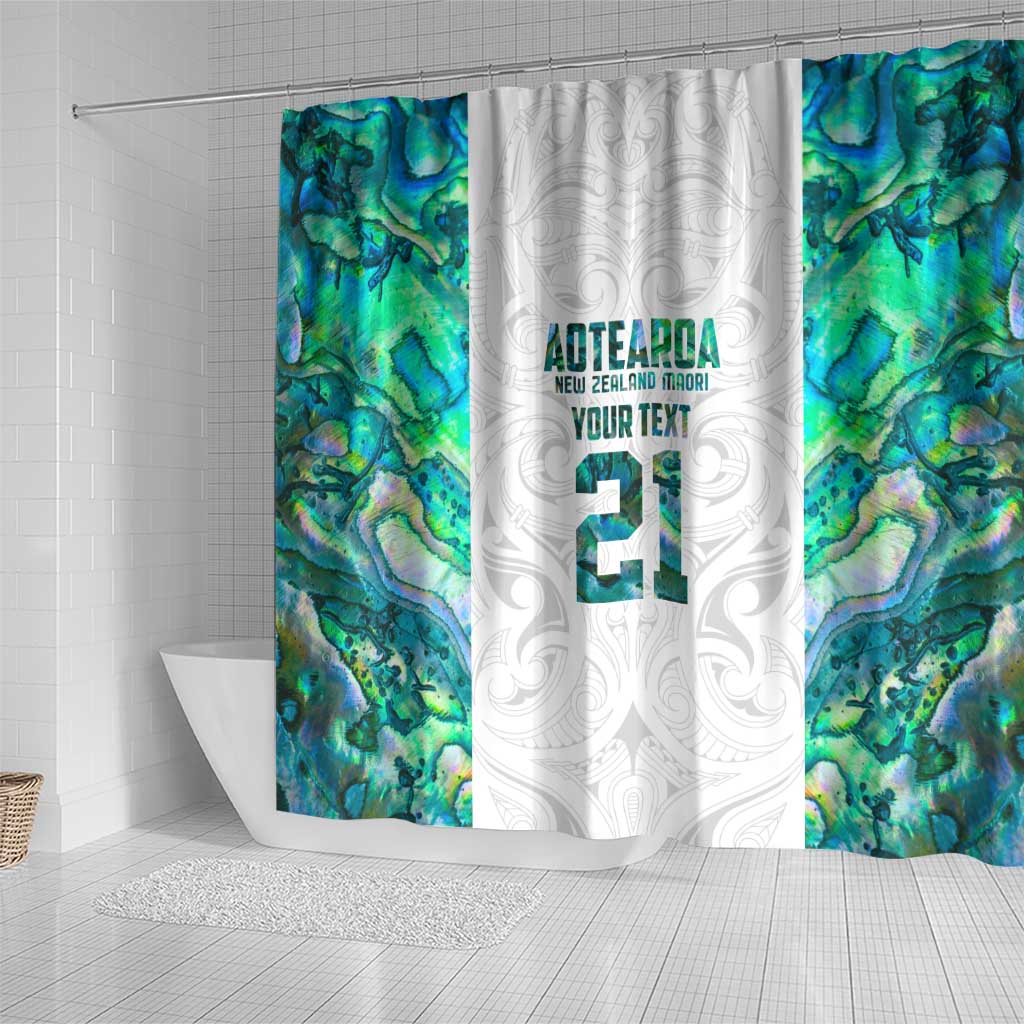 Custom New Zealand Aotearoa Shower Curtain Green Maori Paua Shell Indigenous - Aussie Hoodie