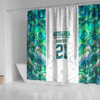 Custom New Zealand Aotearoa Shower Curtain Green Maori Paua Shell Indigenous - Aussie Hoodie