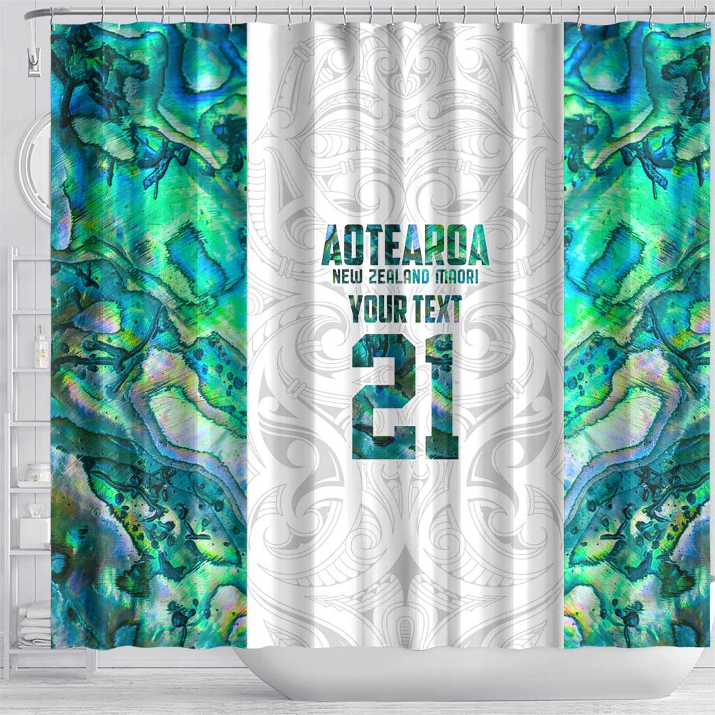 Custom New Zealand Aotearoa Shower Curtain Green Maori Paua Shell Indigenous - Aussie Hoodie