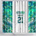 Custom New Zealand Aotearoa Shower Curtain Green Maori Paua Shell Indigenous - Aussie Hoodie