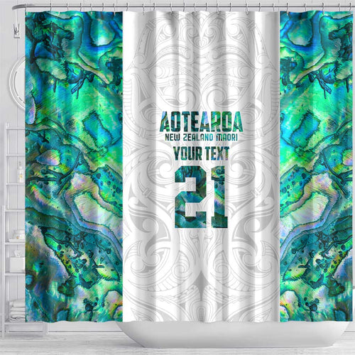 Custom New Zealand Aotearoa Shower Curtain Green Maori Paua Shell Indigenous - Aussie Hoodie