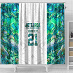 Custom New Zealand Aotearoa Shower Curtain Green Maori Paua Shell Indigenous - Aussie Hoodie
