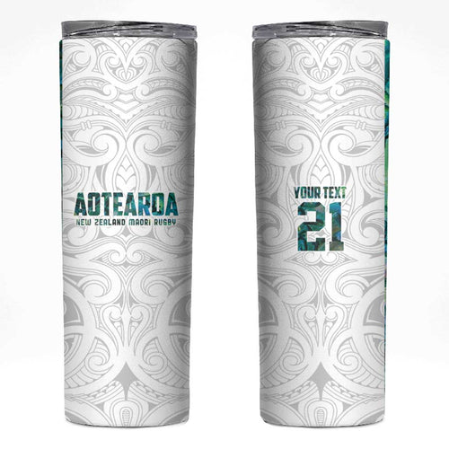 Custom New Zealand Aotearoa Skinny Tumbler Green Maori Paua Shell Indigenous - Aussie Hoodie