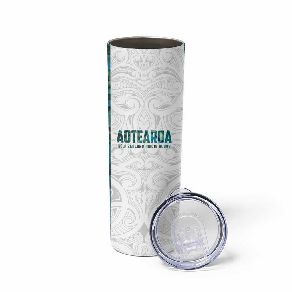 Custom New Zealand Aotearoa Skinny Tumbler Green Maori Paua Shell Indigenous - Aussie Hoodie