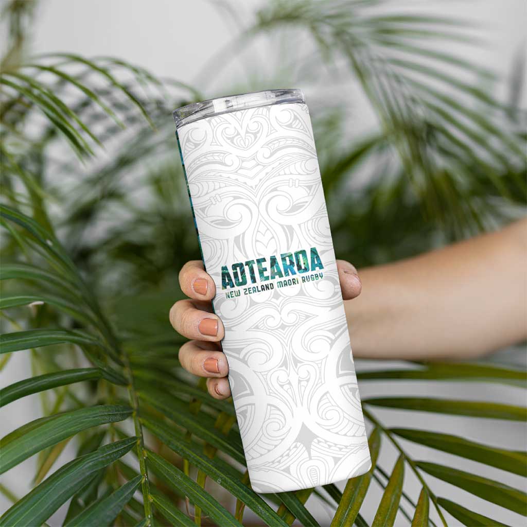 Custom New Zealand Aotearoa Skinny Tumbler Green Maori Paua Shell Indigenous - Aussie Hoodie
