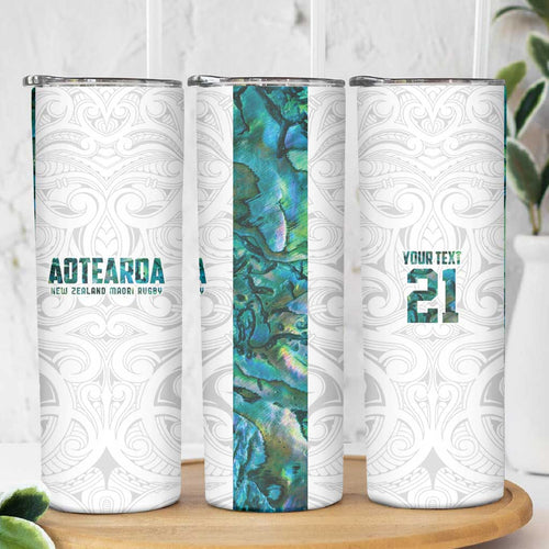 Custom New Zealand Aotearoa Skinny Tumbler Green Maori Paua Shell Indigenous - Aussie Hoodie