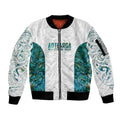 Custom New Zealand Aotearoa Sleeve Zip Bomber Jacket Green Maori Paua Shell Indigenous - Aussie Hoodie