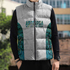 Custom New Zealand Aotearoa Sleeveless Puffer Jacket Green Maori Paua Shell Indigenous - Aussie Hoodie
