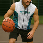 Custom New Zealand Aotearoa Sleeveless Zip Hoodie Green Maori Paua Shell Indigenous LT9