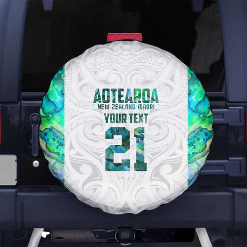 Custom New Zealand Aotearoa Spare Tire Cover Green Maori Paua Shell Indigenous - Aussie Hoodie