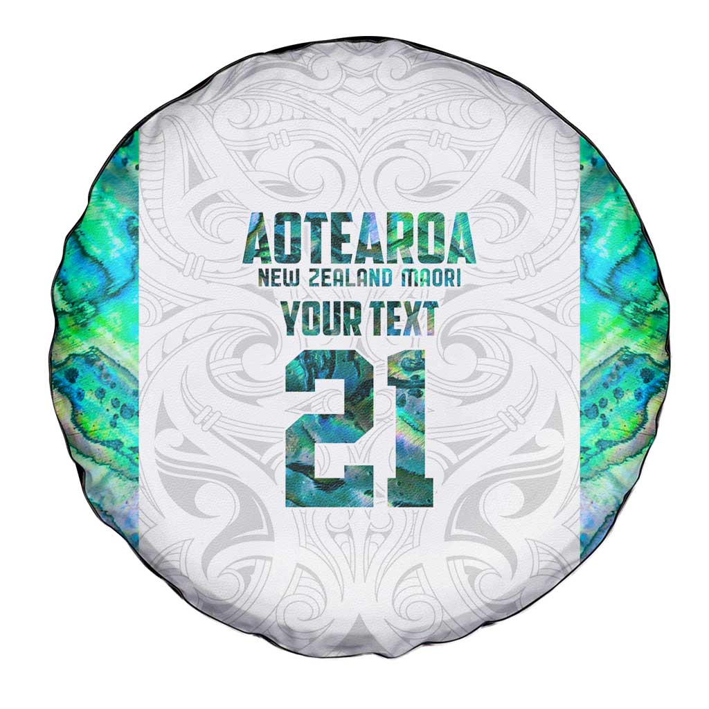 Custom New Zealand Aotearoa Spare Tire Cover Green Maori Paua Shell Indigenous - Aussie Hoodie