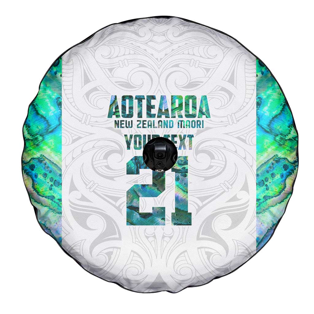Custom New Zealand Aotearoa Spare Tire Cover Green Maori Paua Shell Indigenous - Aussie Hoodie