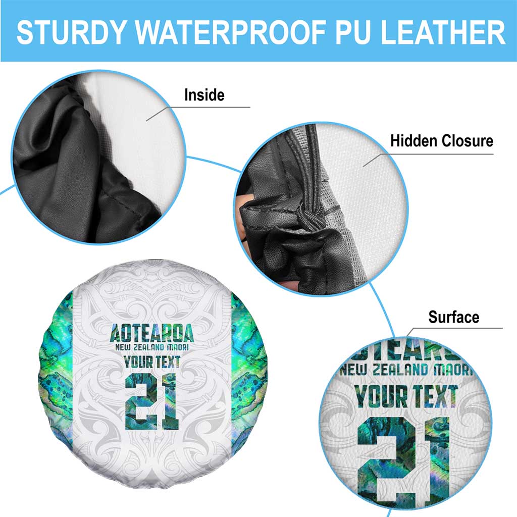 Custom New Zealand Aotearoa Spare Tire Cover Green Maori Paua Shell Indigenous - Aussie Hoodie