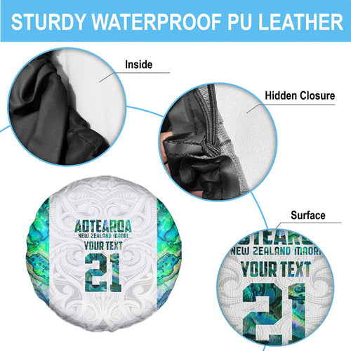 Custom New Zealand Aotearoa Spare Tire Cover Green Maori Paua Shell Indigenous - Aussie Hoodie