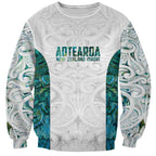 Custom New Zealand Aotearoa Sweatshirt Green Maori Paua Shell Indigenous - Aussie Hoodie