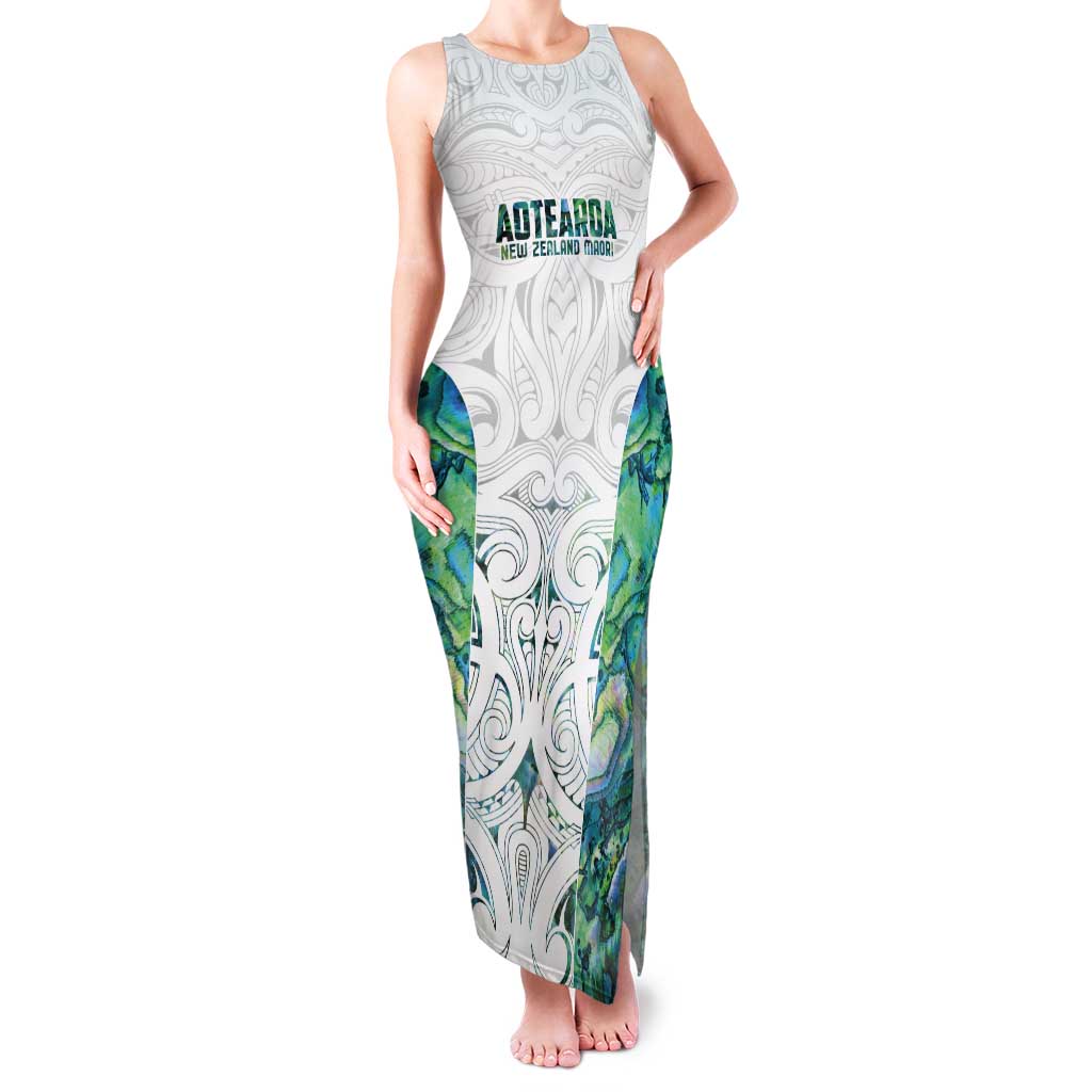 Custom New Zealand Aotearoa Tank Maxi Dress Green Maori Paua Shell Indigenous - Aussie Hoodie