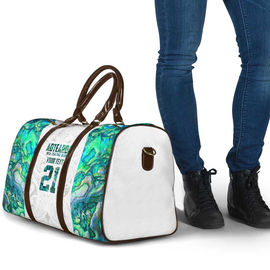 Custom New Zealand Aotearoa Travel Bag Green Maori Paua Shell Indigenous - Aussie Hoodie