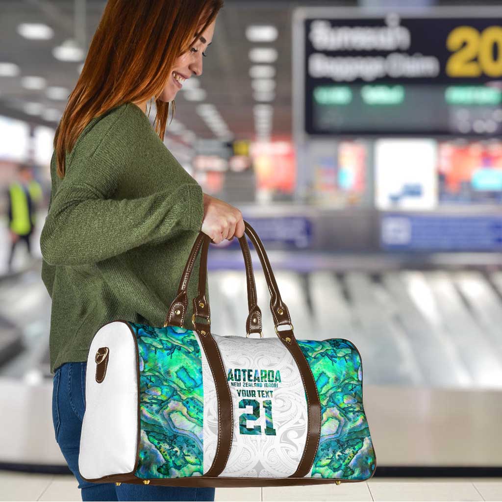 Custom New Zealand Aotearoa Travel Bag Green Maori Paua Shell Indigenous - Aussie Hoodie