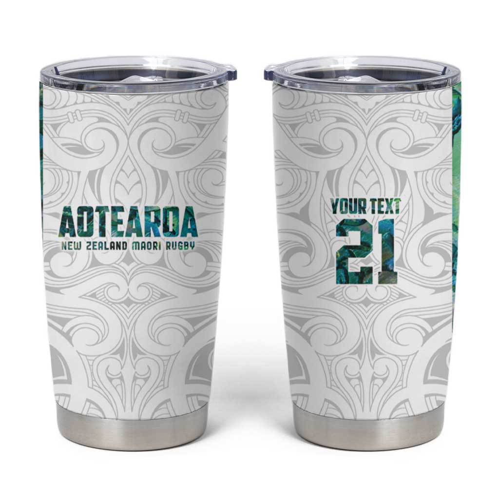 Custom New Zealand Aotearoa Tumbler Cup Green Maori Paua Shell Indigenous - Aussie Hoodie