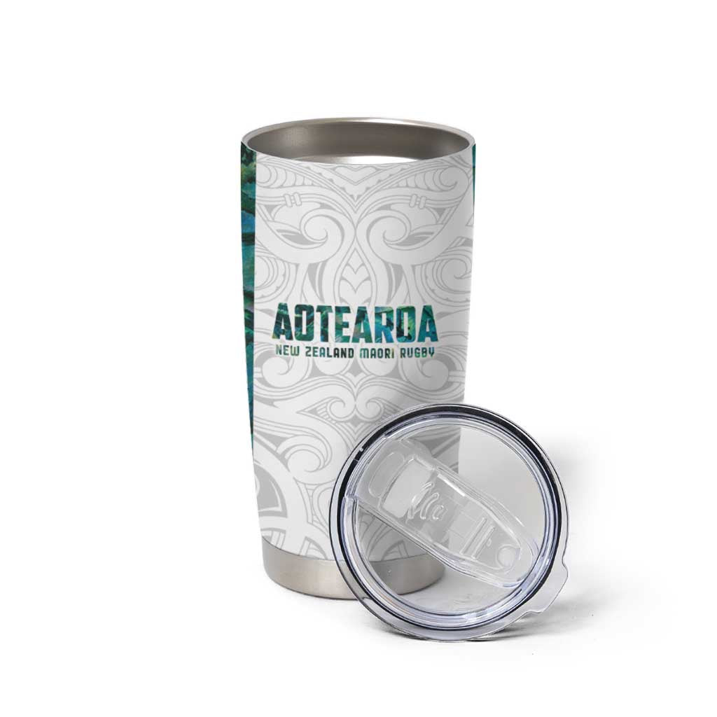 Custom New Zealand Aotearoa Tumbler Cup Green Maori Paua Shell Indigenous - Aussie Hoodie