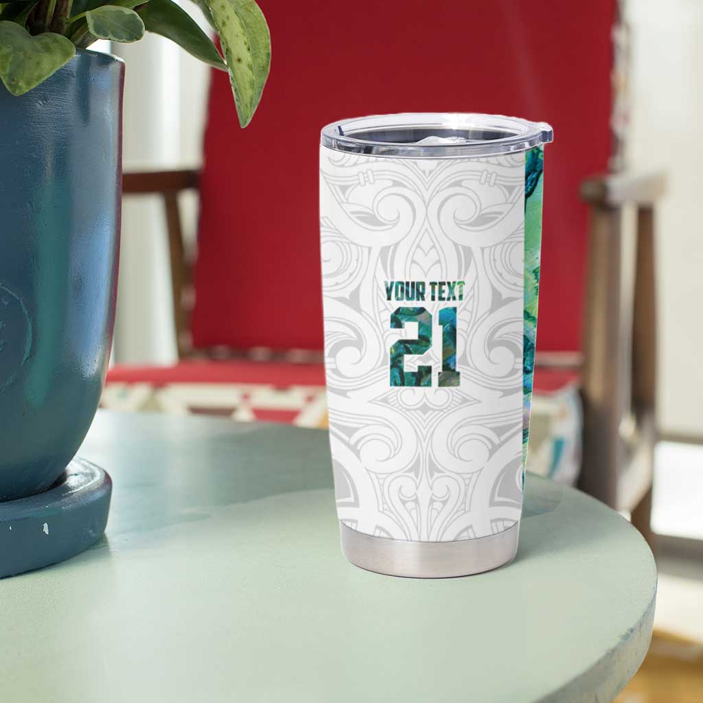 Custom New Zealand Aotearoa Tumbler Cup Green Maori Paua Shell Indigenous - Aussie Hoodie