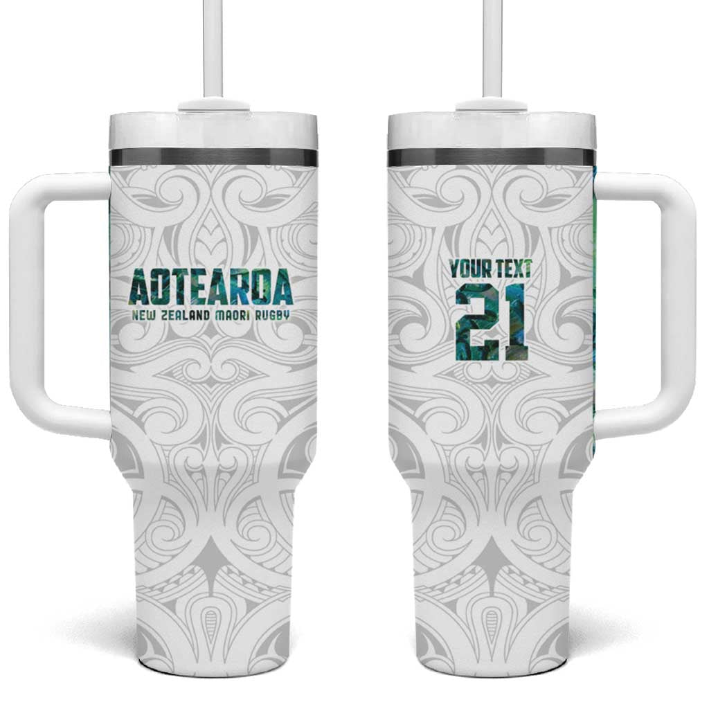 Custom New Zealand Aotearoa Tumbler With Handle Green Maori Paua Shell Indigenous - Aussie Hoodie