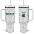 Custom New Zealand Aotearoa Tumbler With Handle Green Maori Paua Shell Indigenous - Aussie Hoodie