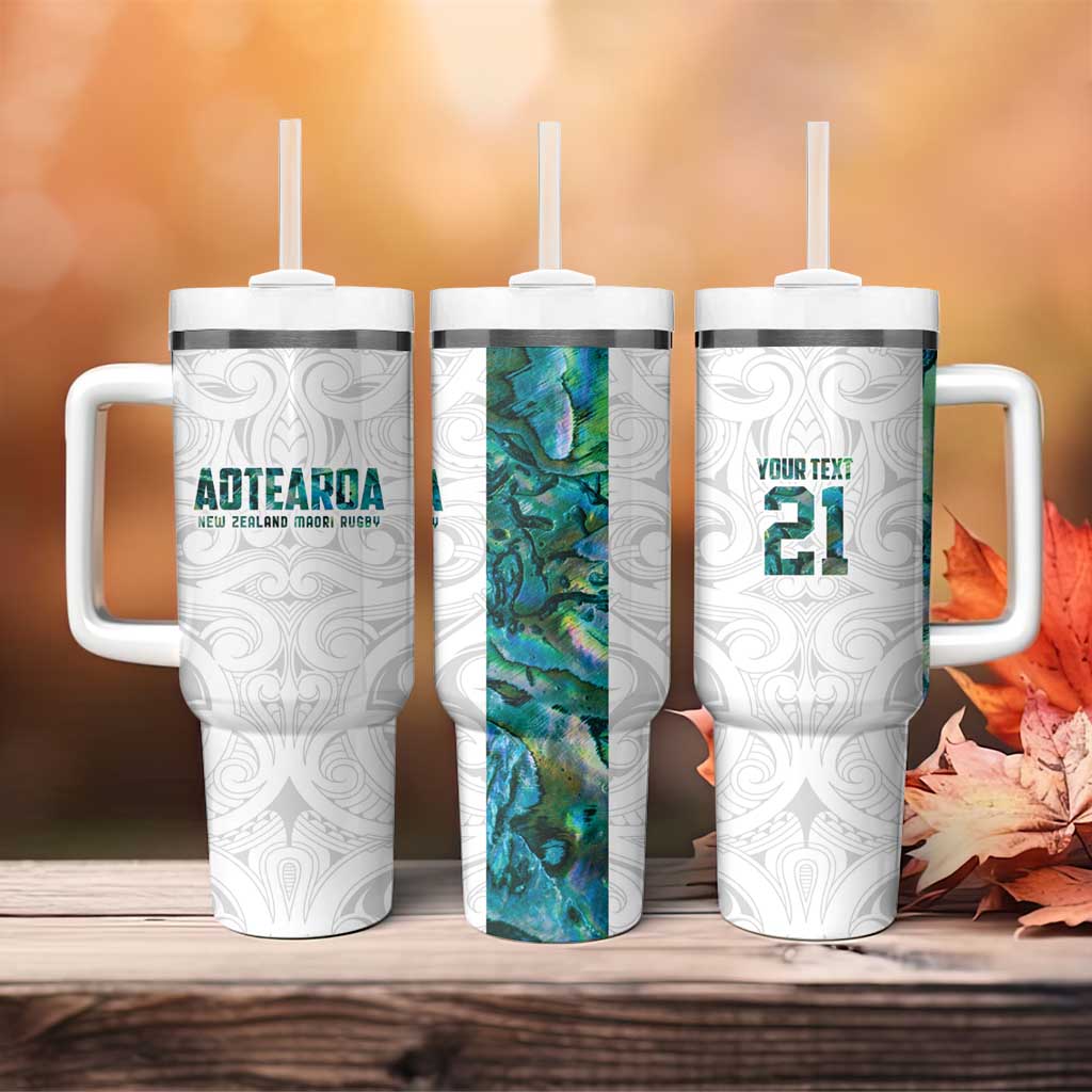 Custom New Zealand Aotearoa Tumbler With Handle Green Maori Paua Shell Indigenous - Aussie Hoodie