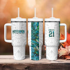 Custom New Zealand Aotearoa Tumbler With Handle Green Maori Paua Shell Indigenous - Aussie Hoodie