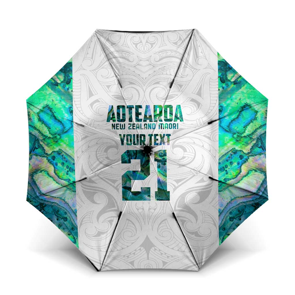 Custom New Zealand Aotearoa Umbrella Green Maori Paua Shell Indigenous - Aussie Hoodie