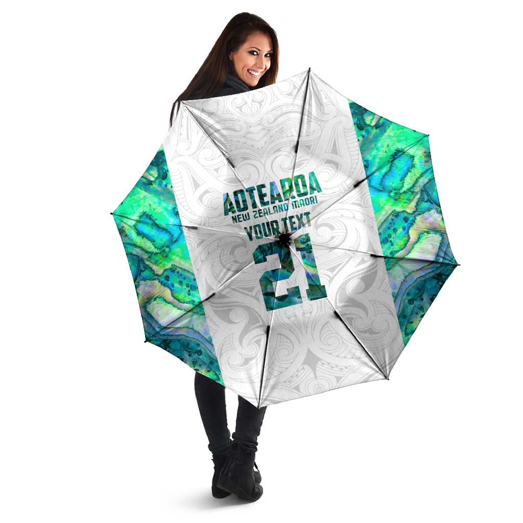 Custom New Zealand Aotearoa Umbrella Green Maori Paua Shell Indigenous - Aussie Hoodie