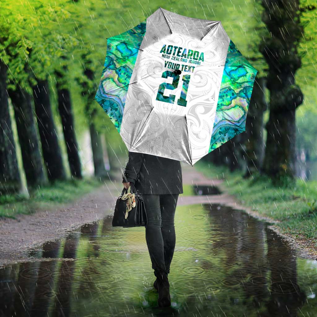 Custom New Zealand Aotearoa Umbrella Green Maori Paua Shell Indigenous - Aussie Hoodie