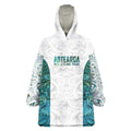 Custom New Zealand Aotearoa Wearable Blanket Hoodie Green Maori Paua Shell Indigenous - Aussie Hoodie