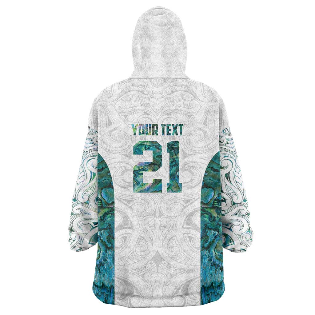 Custom New Zealand Aotearoa Wearable Blanket Hoodie Green Maori Paua Shell Indigenous - Aussie Hoodie