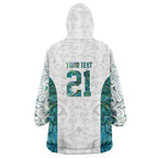 Custom New Zealand Aotearoa Wearable Blanket Hoodie Green Maori Paua Shell Indigenous - Aussie Hoodie