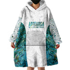 Custom New Zealand Aotearoa Wearable Blanket Hoodie Green Maori Paua Shell Indigenous - Aussie Hoodie