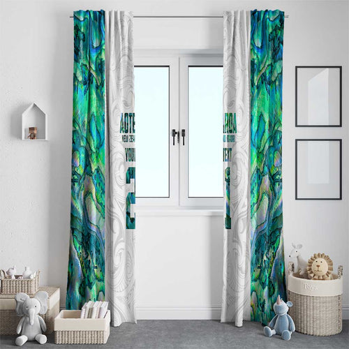 Custom New Zealand Aotearoa Window Curtain Green Maori Paua Shell Indigenous - Aussie Hoodie