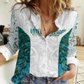 Custom New Zealand Aotearoa Women Casual Shirt Green Maori Paua Shell Indigenous - Aussie Hoodie