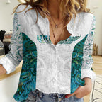 Custom New Zealand Aotearoa Women Casual Shirt Green Maori Paua Shell Indigenous - Aussie Hoodie