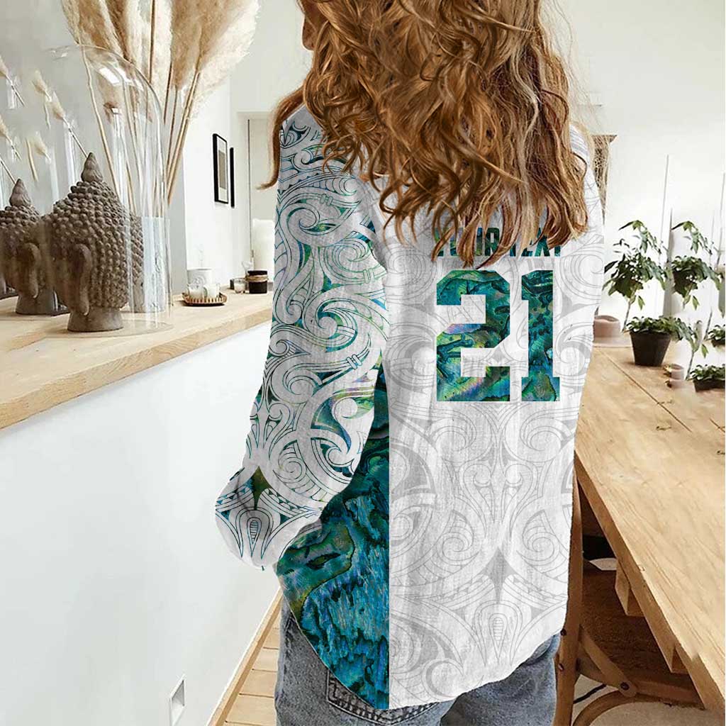 Custom New Zealand Aotearoa Women Casual Shirt Green Maori Paua Shell Indigenous - Aussie Hoodie
