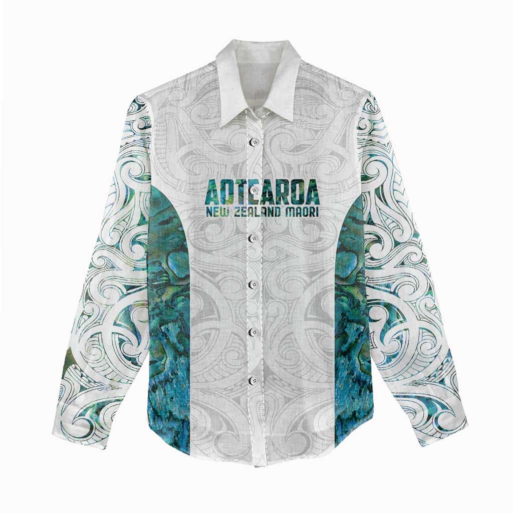 Custom New Zealand Aotearoa Women Casual Shirt Green Maori Paua Shell Indigenous - Aussie Hoodie