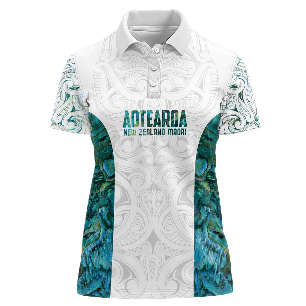 Custom New Zealand Aotearoa Women Polo Shirt Green Maori Paua Shell Indigenous - Aussie Hoodie