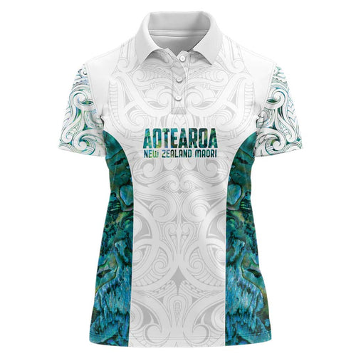 Custom New Zealand Aotearoa Women Polo Shirt Green Maori Paua Shell Indigenous - Aussie Hoodie