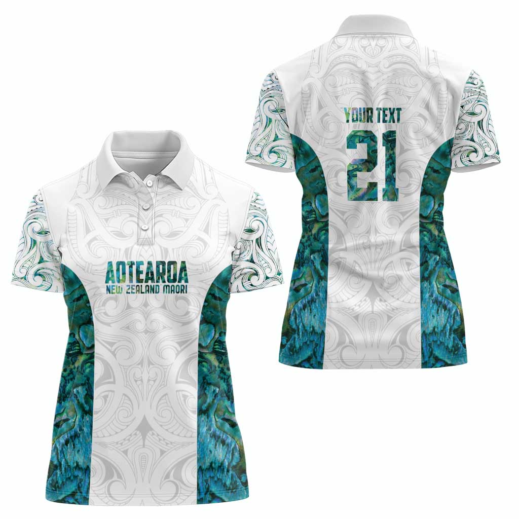 Custom New Zealand Aotearoa Women Polo Shirt Green Maori Paua Shell Indigenous - Aussie Hoodie