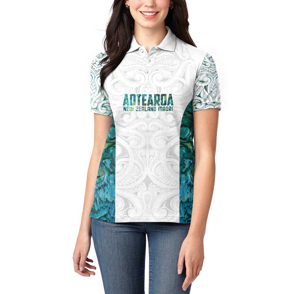 Custom New Zealand Aotearoa Women Polo Shirt Green Maori Paua Shell Indigenous - Aussie Hoodie
