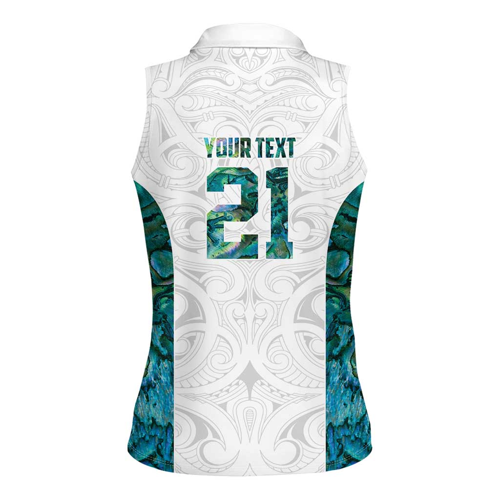 Custom New Zealand Aotearoa Women Sleeveless Polo Shirt Green Maori Paua Shell Indigenous - Aussie Hoodie