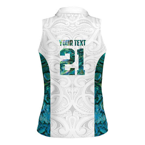 Custom New Zealand Aotearoa Women Sleeveless Polo Shirt Green Maori Paua Shell Indigenous - Aussie Hoodie