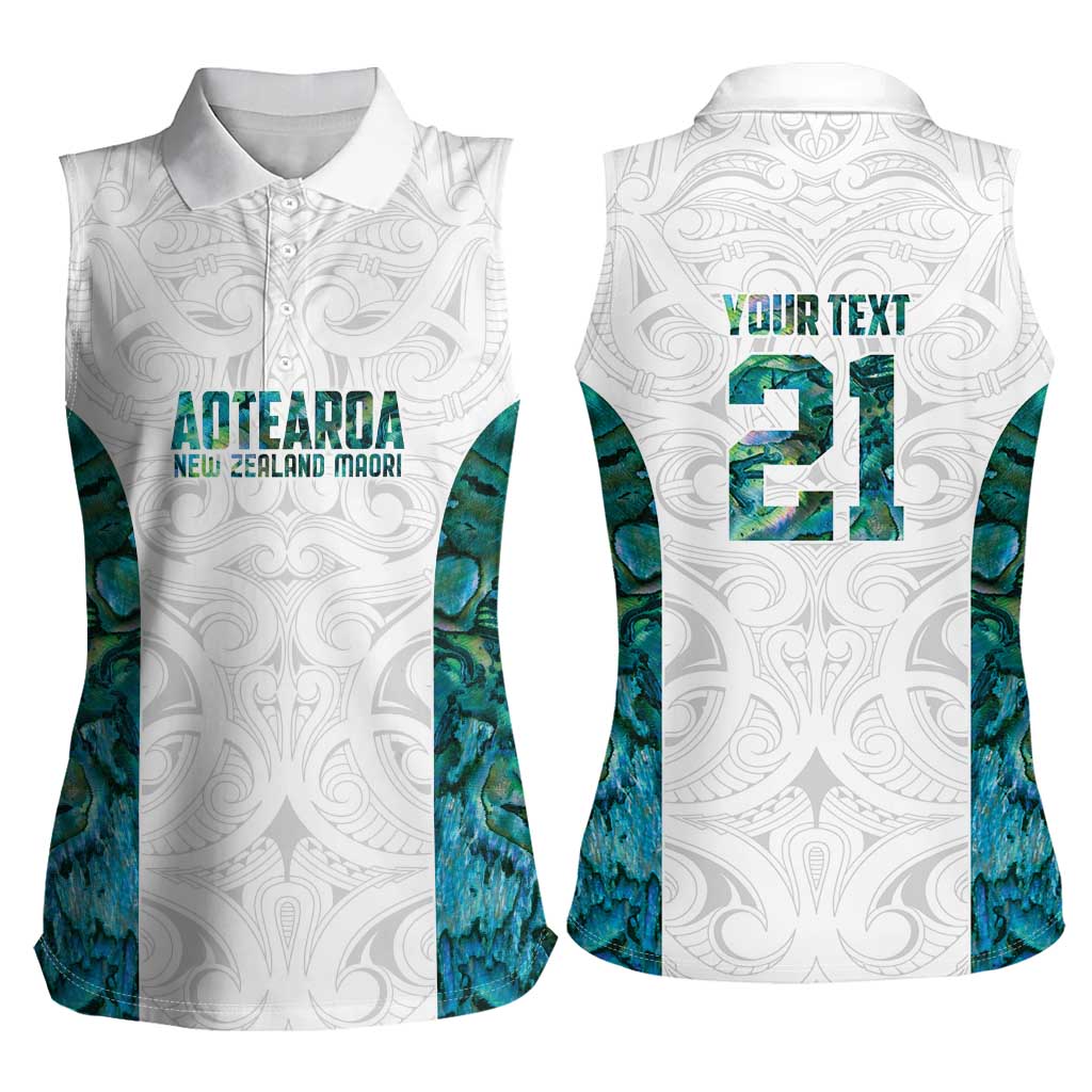 Custom New Zealand Aotearoa Women Sleeveless Polo Shirt Green Maori Paua Shell Indigenous - Aussie Hoodie