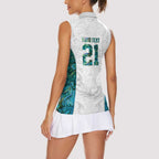 Custom New Zealand Aotearoa Women Sleeveless Polo Shirt Green Maori Paua Shell Indigenous - Aussie Hoodie
